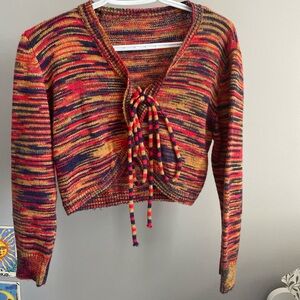 knitted cardigan with tie in front
